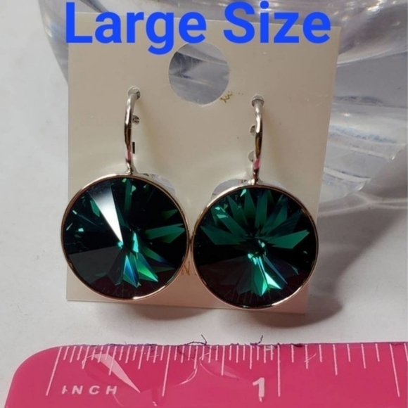 Swarovski Element Baby Blue Earrings. L. NWT! 15mm. Party. WorkWeddingSparkling - Picture 7 of 7